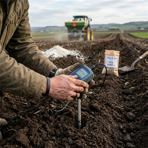 Aplicación de cales agrícolas en campo
